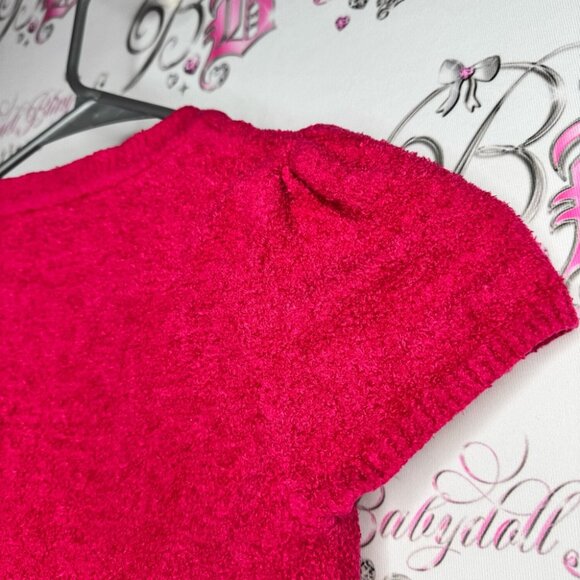 Bebe fur top baby fur chenille soft bright pink rhinestone Swarovski crystals - Picture 5 of 8
